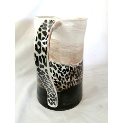 Grand pichet motif léopard, ocre, blanc, noir - Pi22