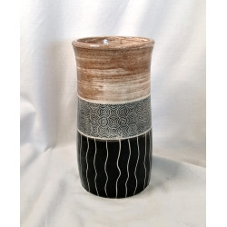 Vase ocre et noir taille moyenne - V2403