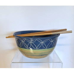 Bol à ramen  bleu cobalt et...