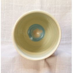 MUG / GOBELET vert chartreuse et turquoise, motif feuilles - M15