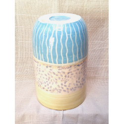 MUG / GOBELET vert chartreuse et turquoise, motif feuilles - M15