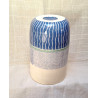 MUG / GOBELET blanc cassé et pétrole, motif géométrique - M14